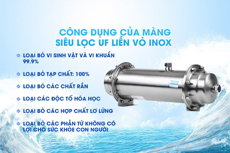 Công dụng của màng siêu lọc UF liền vỏ inox lõi lọc bông chung cư